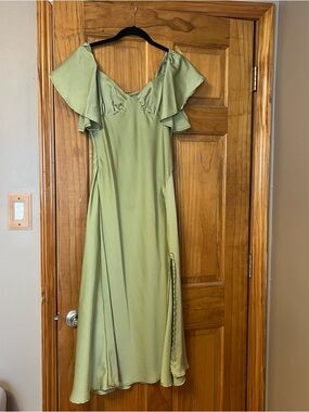 Sage Green Flutter Sleeve Maxi Dress